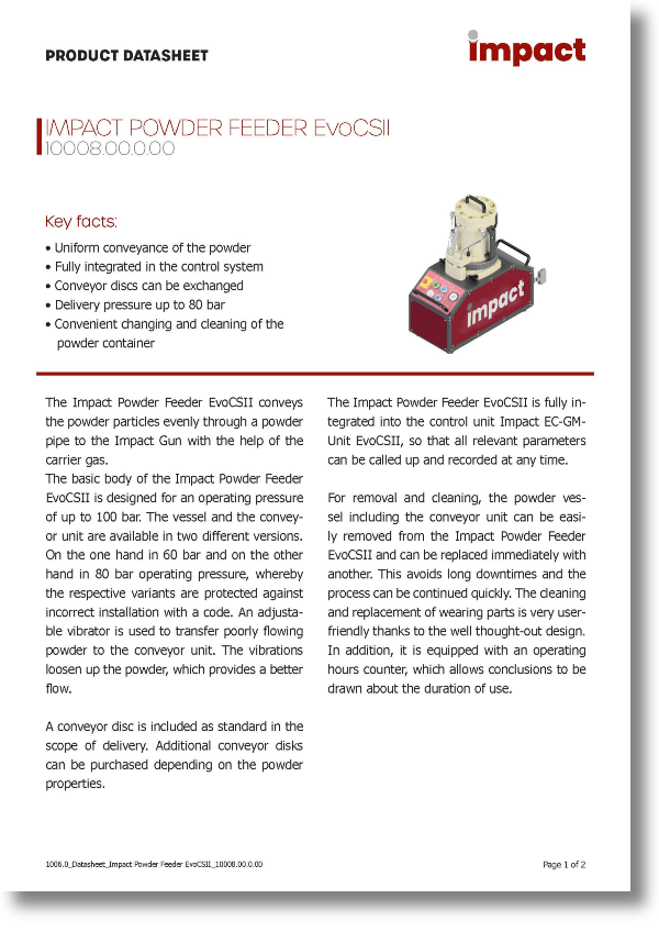 1006.0_Datasheet_Impact Powder Feeder EvoCSII_10008.00.0.00